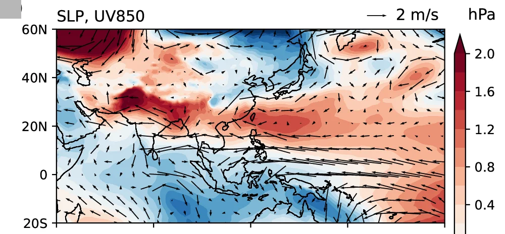 Open access visualization of Geo Map, Sea Level Pressure, Winds, Anomalies, June-August