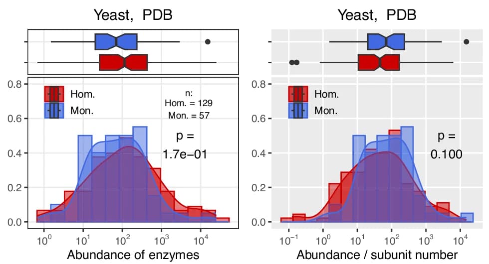 Open access visualization of Histogram, Box Plot, Density Plot, Yeast, Enzymes