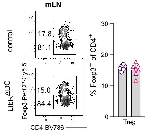 Open access visualization of Bar Plot, Scatter Plot, Flow Cytometry, Foxp3+ Treg Cells, CD4+ T Cells