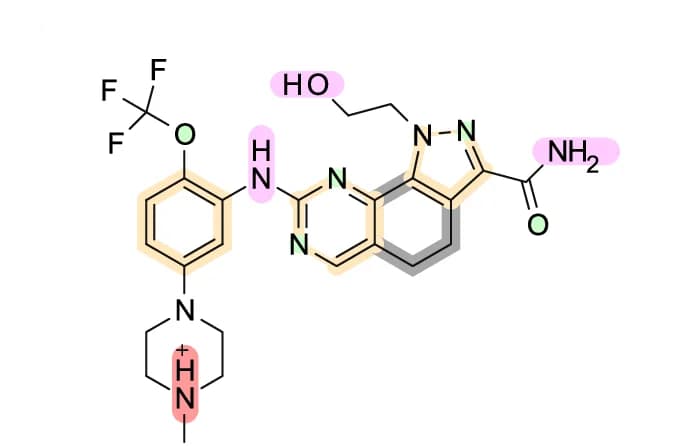 Open access visualization of Chemical Structure, Pharmacophoric Features, Onvansertib