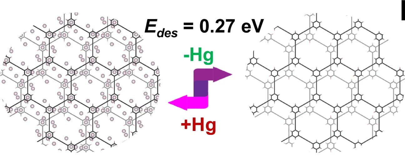 Open access visualization of Chemical Structure, Illustration, Hg Desorption Barrier, HsGDY