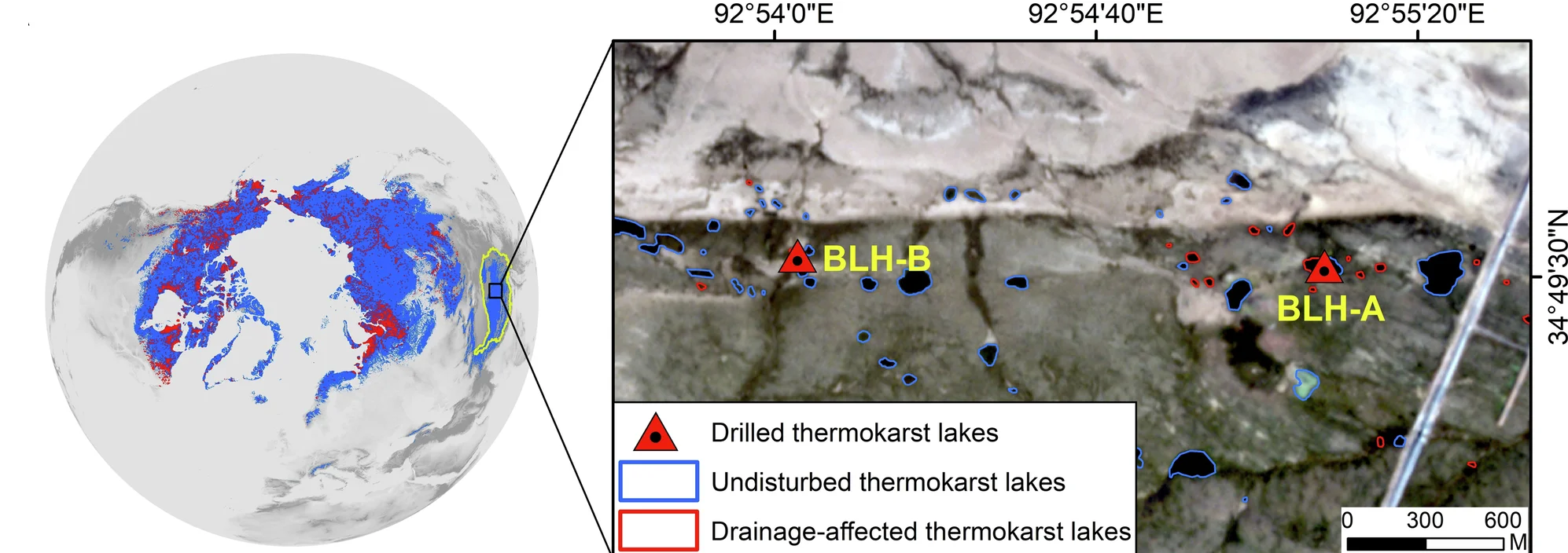 Open access visualization of Geo Map, Study Area, Lake Drainage, Permafrost Regions, Thermokarst Lakes
