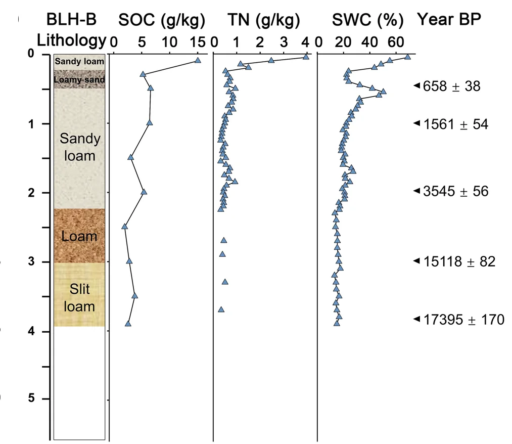 Open access visualization of Line Plot, Error Bars, Lake Cores, Soil Organic Carbon, Total Nitrogen
