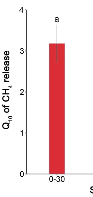 Open access visualization of Bar Plot, Error Bars, Q10 Values, CH4 Release, Sediment Depth
