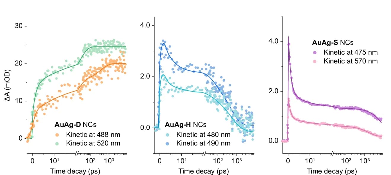 Open access visualization of Line Plot, Scatter Plot, Decay Kinetics, AuAg-D NCs, AuAg-H NCs