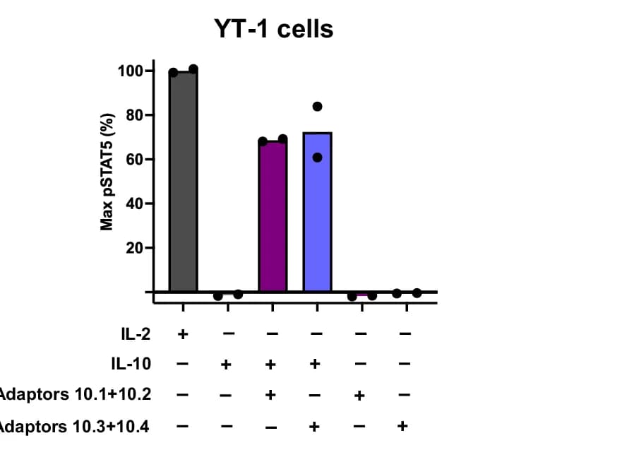 Open access visualization of Bar Plot, Scatter Plot, pSTAT5, YT-1 Cells, Cytokines