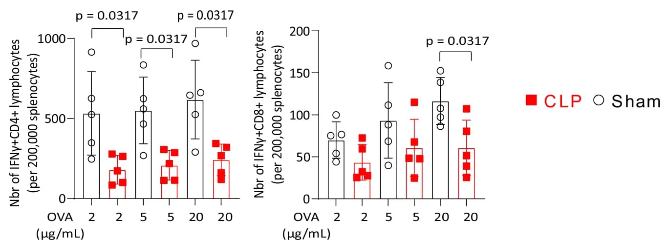 Open access visualization of Bar Plot, Scatter Plot, Error Bars, IFNγ, CD4+ T Lymphocytes