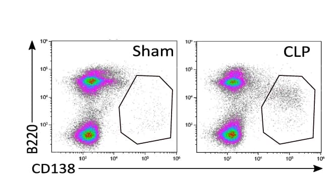 Open access visualization of Scatter Plot, Flow Cytometry, Plasma Cells, Sham, CLP Animal