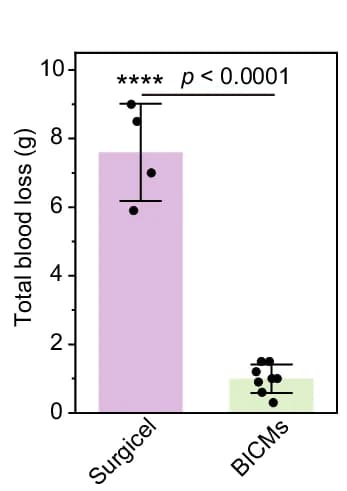 Open access visualization of Bar Plot, Error Bars, Blood Loss, BICMs, Surgicel