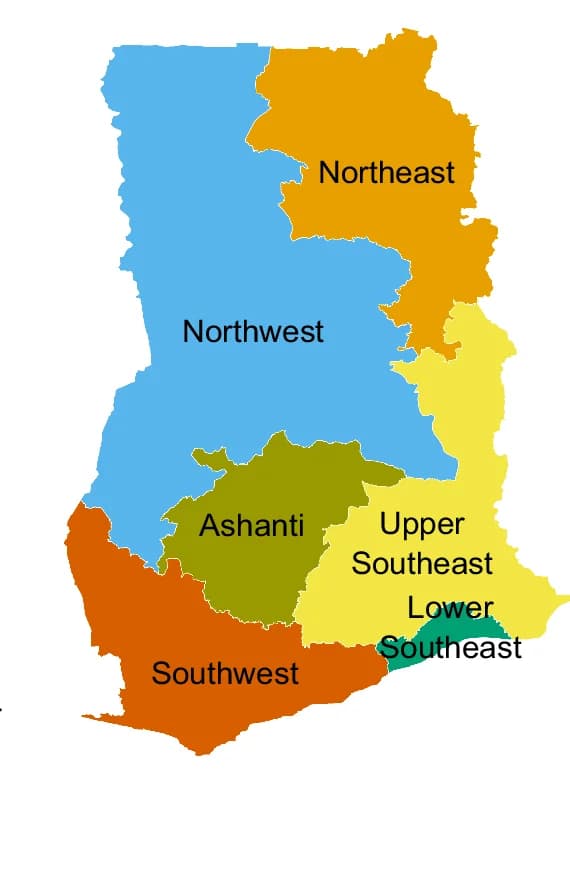 Open access visualization of Geo Map, Regions, Ghana, Population, Electricity Access