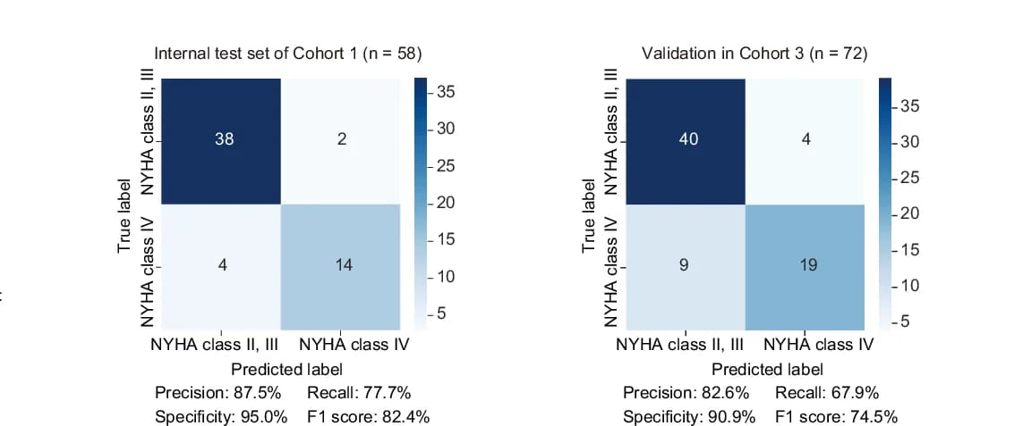Open access visualization of Heatmap, Confusion Matrices, Proteome + CBM Model, Hold-Out Test Set, Discovery Cohort