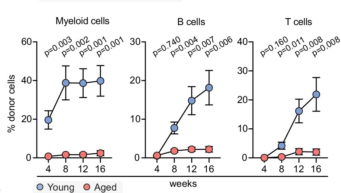 Open access visualization of Line Plot, Error Bars, Donor-Derived Reconstitution, Peripheral Blood, Recipients