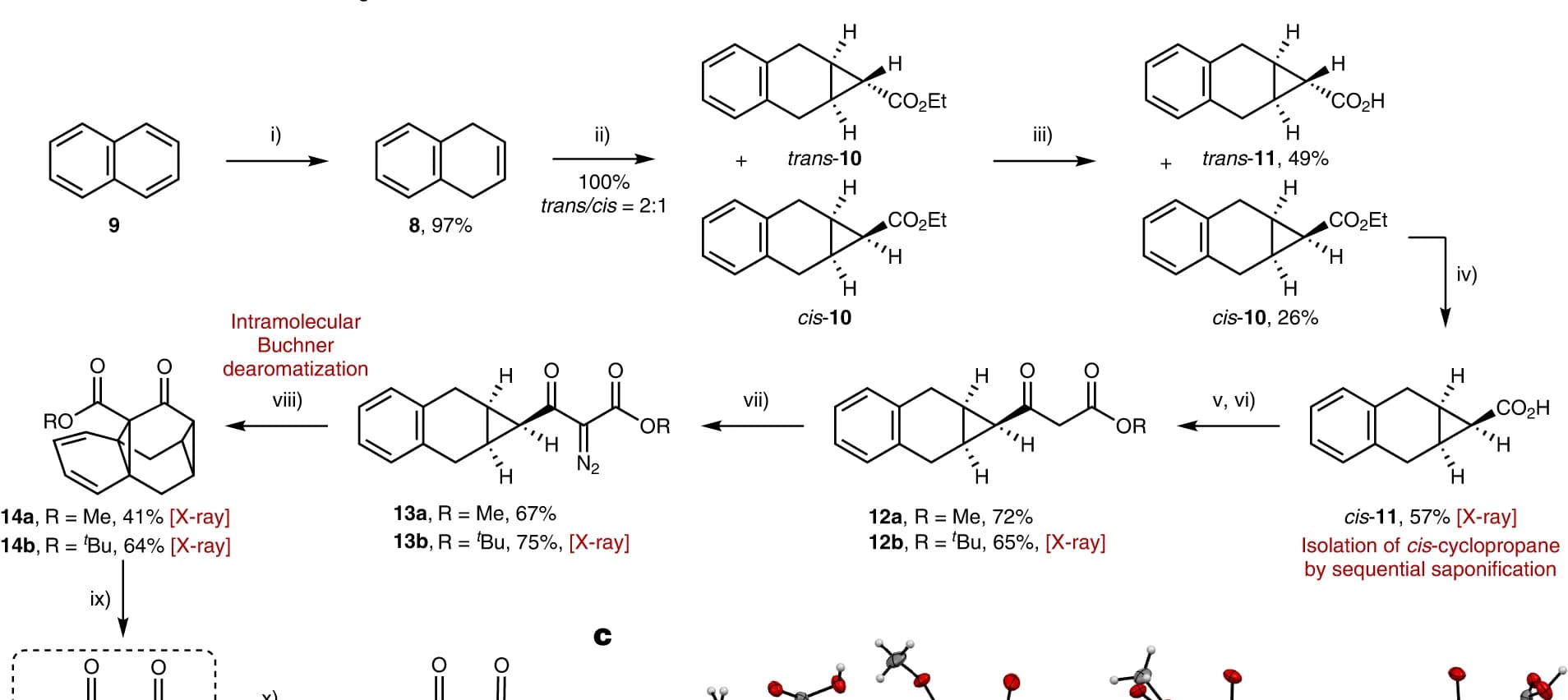 Open access visualization of Chemical Structure, Workflow, Synthesis, Diastereomers Separation, Copper-Catalysed Buchner Reaction