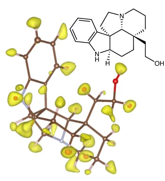 Open access visualization of Protein Structure, Chemical Structure, (+)-Limaspermidine, Difference potential maps, Hydrogen sites