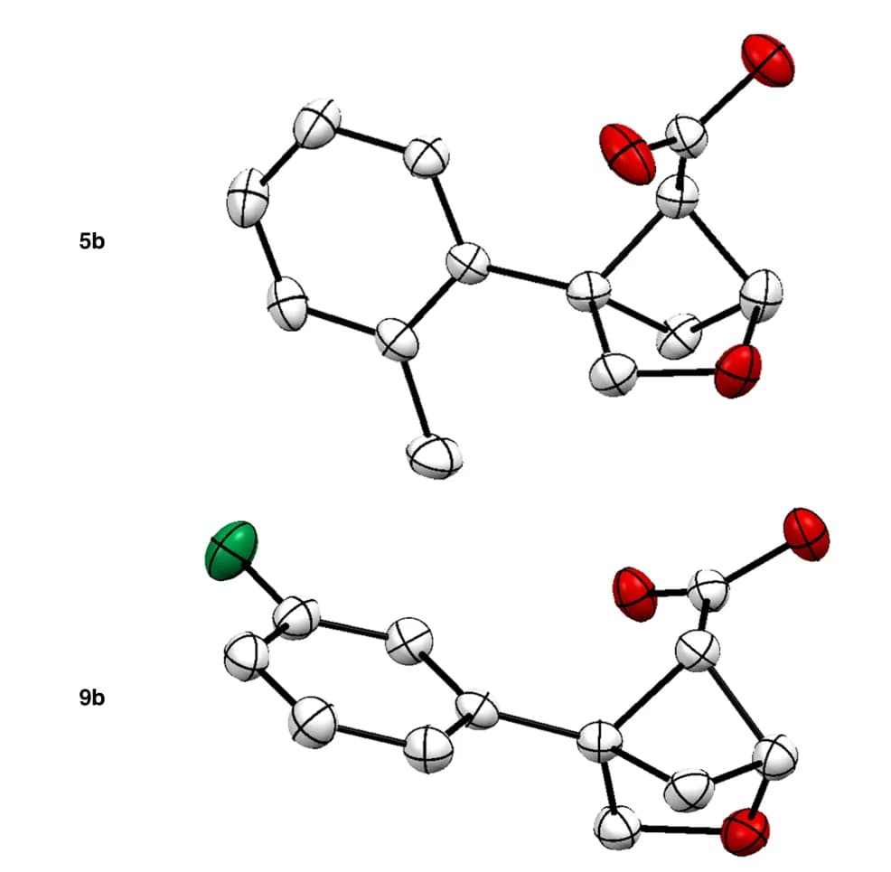 Open access visualization of Chemical Structure, X-ray Crystal Structures, Compound 5b, Compound 9b, Crystal Structure