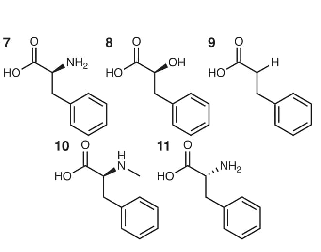Open access visualization of Chemical Structure, Phenylalanine Analogues, Ma FRS1, Ma FRS2, Substrates