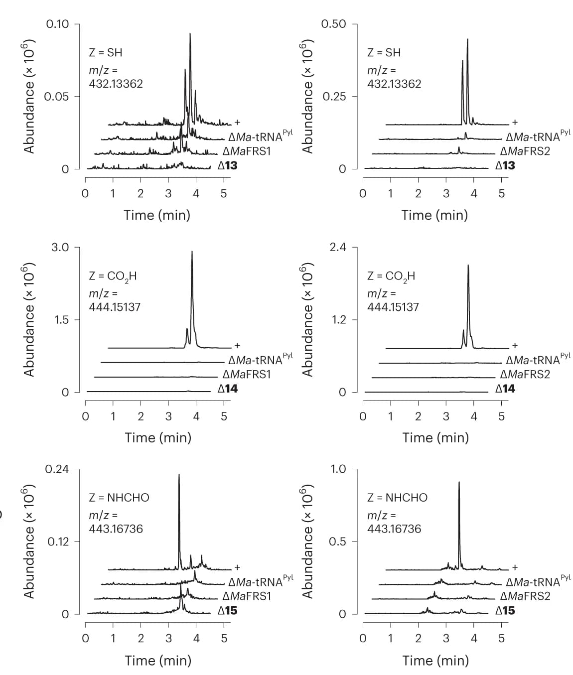 Open access visualization of Line Plot, LC–HRMS, Ma -tRNA Pyl, Acylation, Ma FRS1