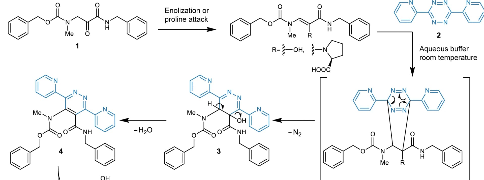 Open access visualization of Chemical Structure, Workflow, Illustration, Reaction, Tetrazine