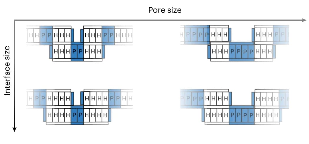 Open access visualization of Illustration, Monomer Size, Spacing, Pore Size, Interface Size
