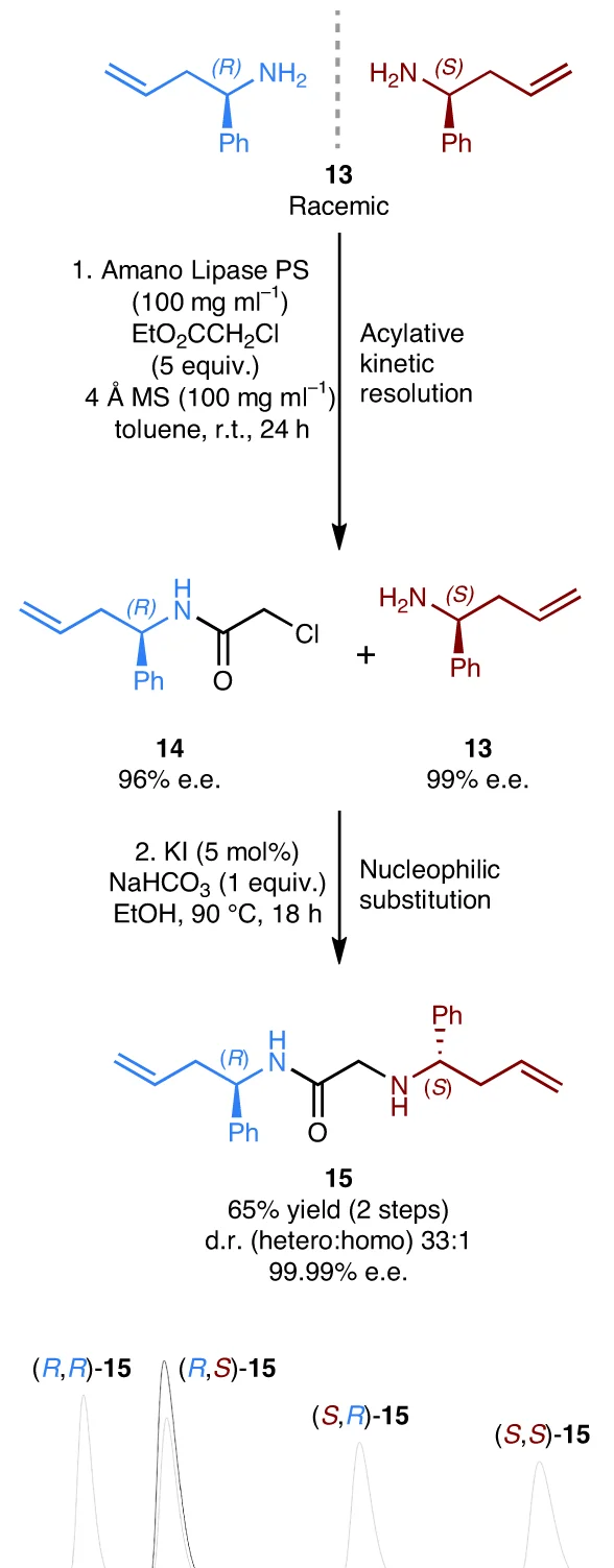 Open access visualization of Workflow, Line Plot, Enantioconvergent Synthesis, Alpha-Aminoamide, Primary Amine
