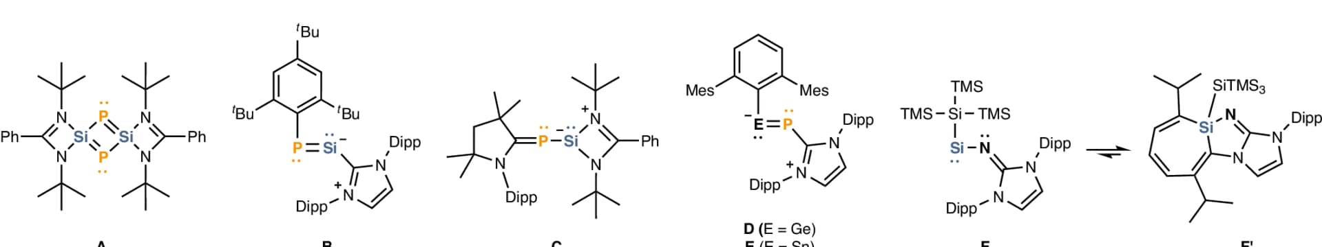 Open access visualization of Chemical Structure, phosphasilyne dimer, phosphasilenylidene, carbene-phosphinidene, silylene
