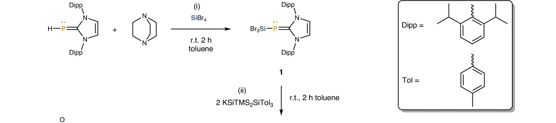 Open access visualization of Chemical Structure, N-Heterocyclic Carbene-Phosphinidene, Silicon Tetrabromide, Potassium Silanide, Silicon Carbonate Complex