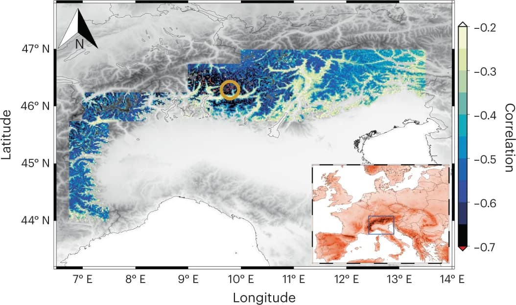 Open access visualization of Geo Map, Snow Cover Duration, Chronology, Meteorological Data, Europe