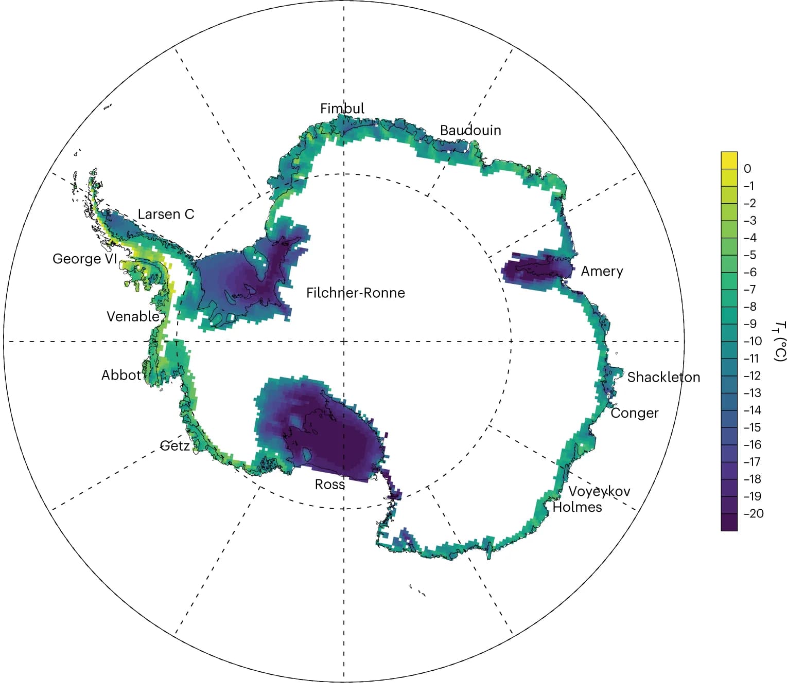 Open access visualization of Geo Map, Temperature, Melt Rate, Ice Shelves, Climate Model