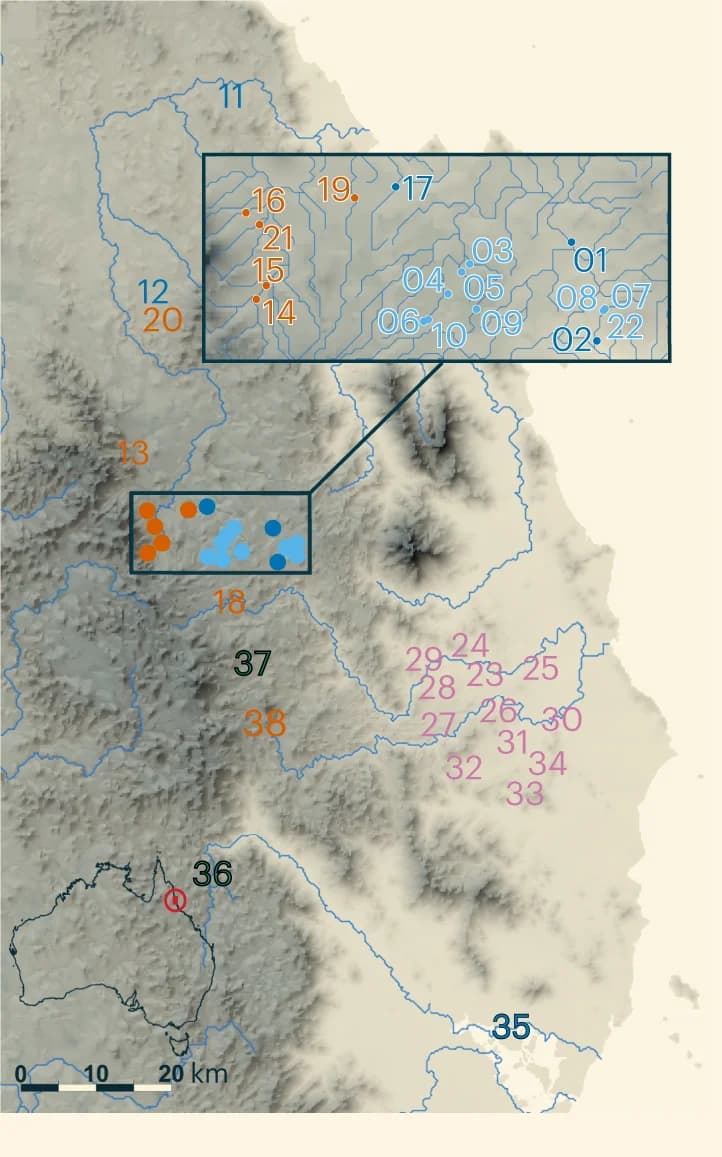 Open access visualization of Geo Map, Sampling Sites, Wet Tropics, Queensland, Australia