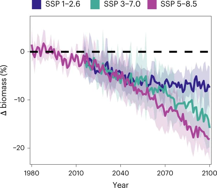Open access visualization of Line Plot, Error Bars, Zooplankton Biomass, Emission Scenarios, Earth-System Models