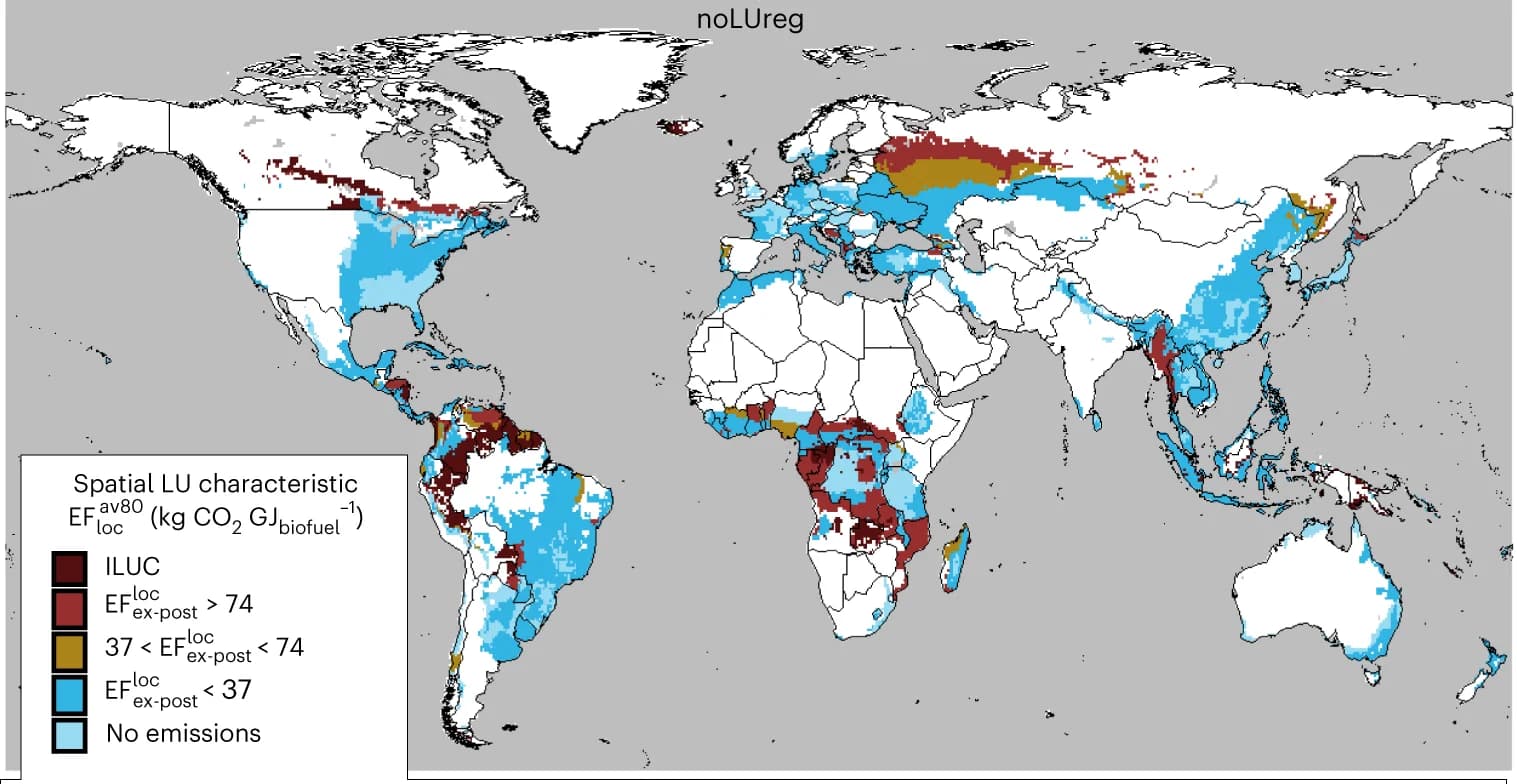 Open access visualization of Geo Map, Bioenergy, Land Use Change, Emissions, Spatial Distribution
