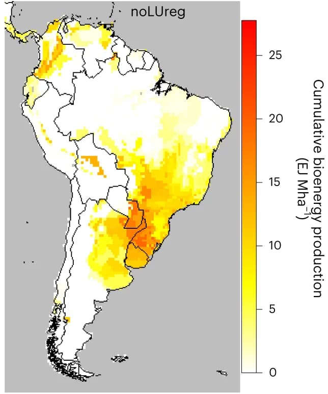 Open access visualization of Geo Map, Spatial Distribution, Bioenergy Production, South America, Time Period