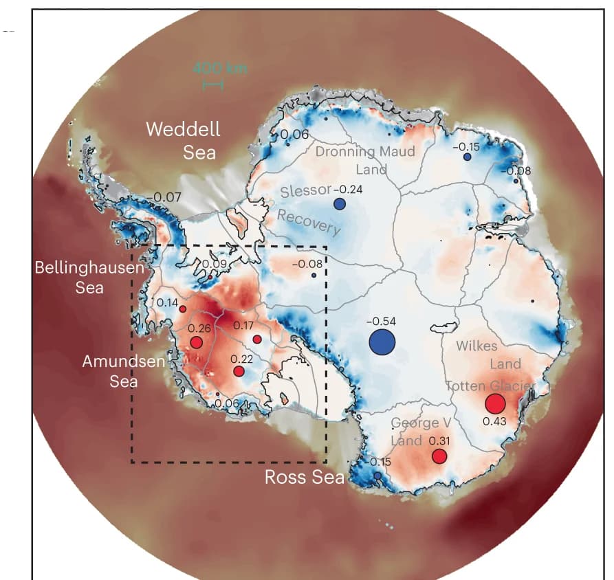 Open access visualization of Geo Map, AIS Elevation, Sea-level Contribution, Antarctic Drainage Sectors, Ocean Subsurface Temperatures