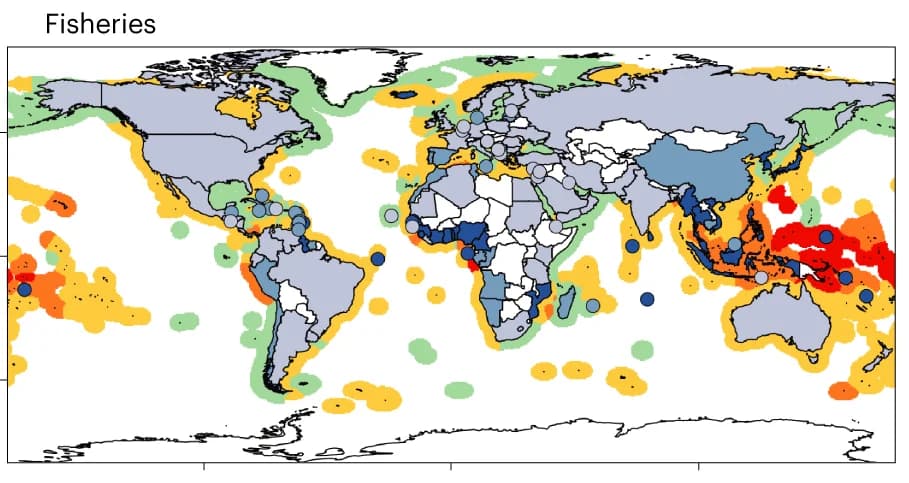 Open access visualization of Geo Map, Nutrients, EEZ, Fisheries, Mariculture