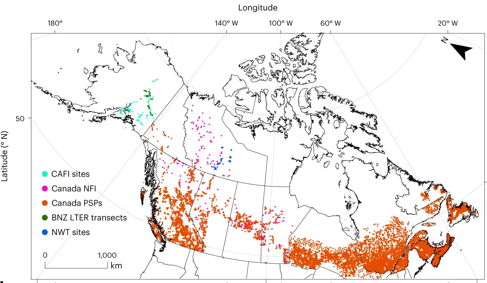 Open access visualization of Geo Map, Forest Inventory, CAFI, NFI, PSPs