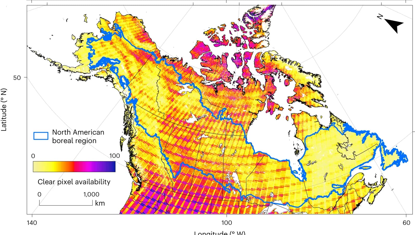 Open access visualization of Geo Map, Landsat, Clear-sky measurements, Grid cell, Study domain
