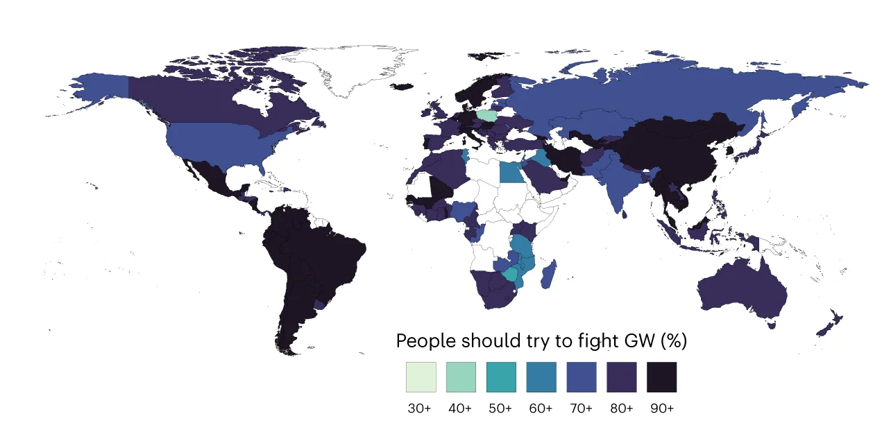 Open access visualization of Geo Map, World maps, Countries, Respondents, Pro-climate social norms