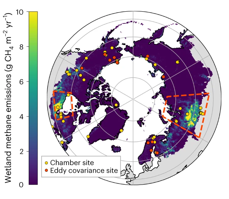 Open access visualization of Geo Map, Wetland, CH4 emissions, Boreal-Arctic, Spatial distribution
