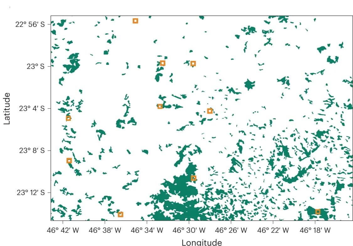 Open access visualization of Geo Map, Landscapes, Sao Paulo, Forest Areas, Deforested Areas