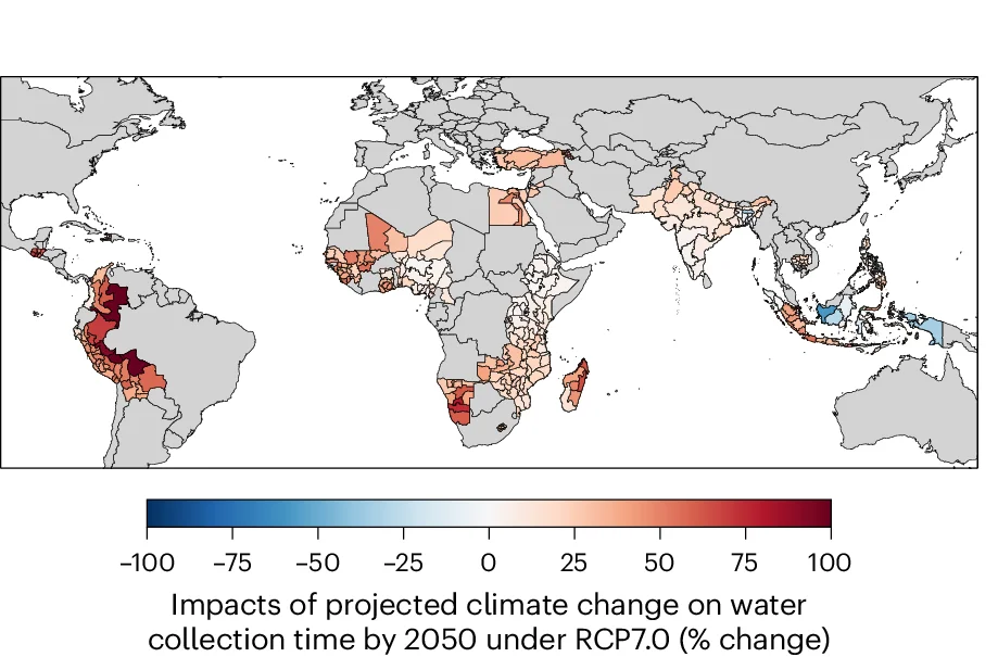 Open access visualization of Geo Map, High-Emissions Scenario, RCP8.5, Water Collection Time, Temperature