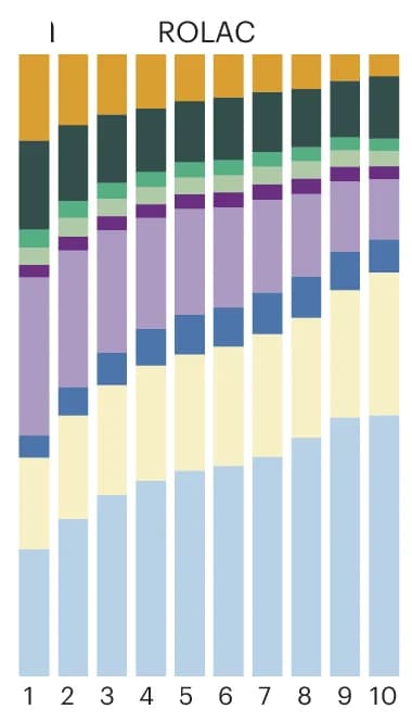 Open access visualization of Stacked Bar Plot, ROLAC, Expenditure Levels, Regional Expenditure Deciles, Food Categories