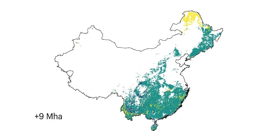 Open access visualization of Geo Map, Mainland China, RCP 8.5, Productive Land, Forestry Land