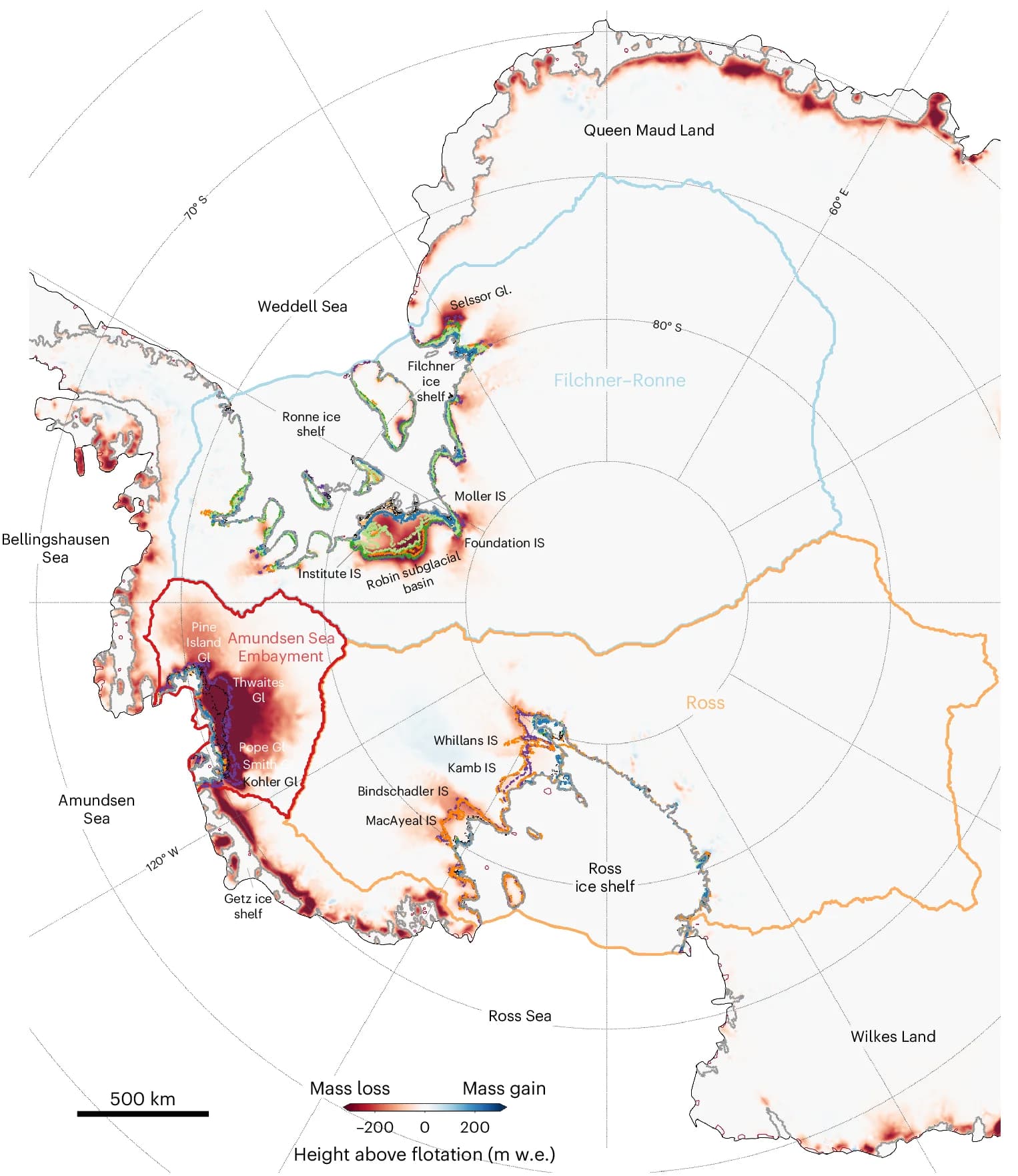 Open access visualization of Geo Map, Glacier, Ice Stream, Sea Level Rise, Grounding Line