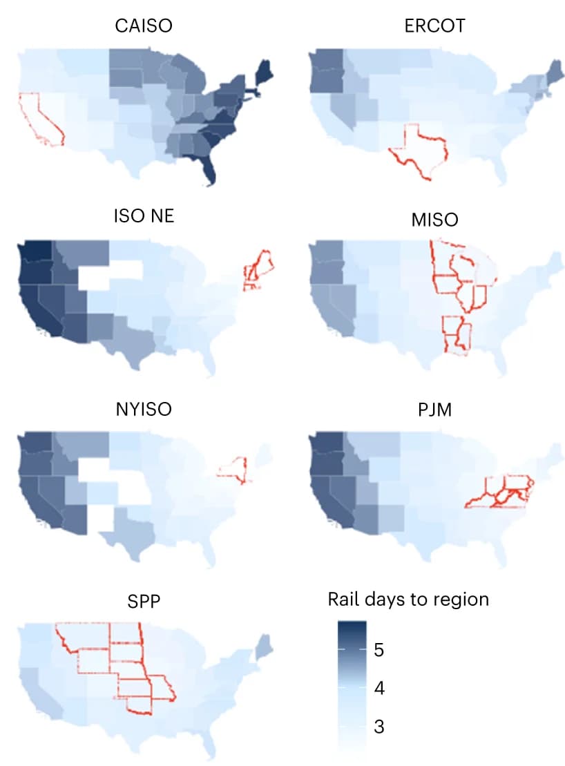 Open access visualization of Geo Map, Train Travel Time, ISO, Scheduling, United States