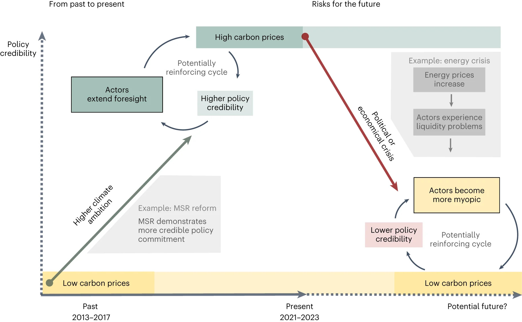Open access visualization of Workflow, Flowchart, Price Distortion, Policy Credibility, Climate Targets