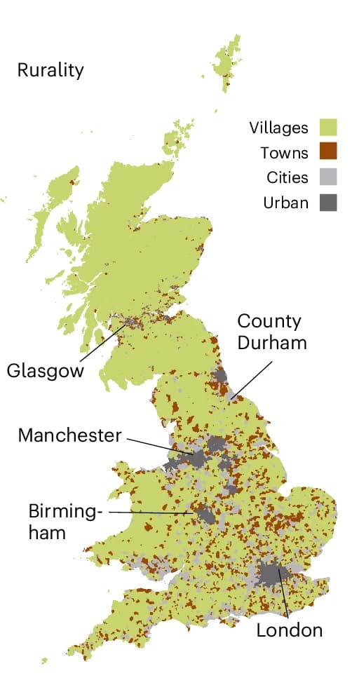 Open access visualization of Geo Map, LSOA, Maps, Rurality