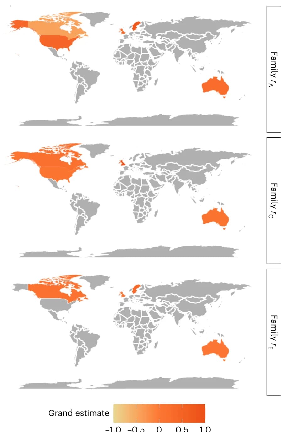Open access visualization of Geo Map, Genetics, Shared environment, Non-shared environment, Neurodevelopmental disorders