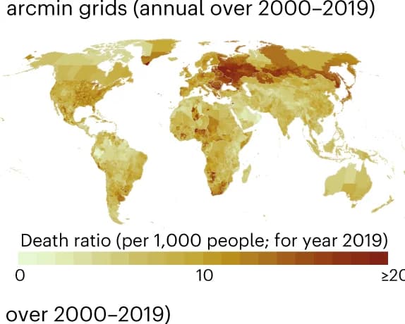 Open access visualization of Geo Map, Death Rate, Downscaling, Population Change