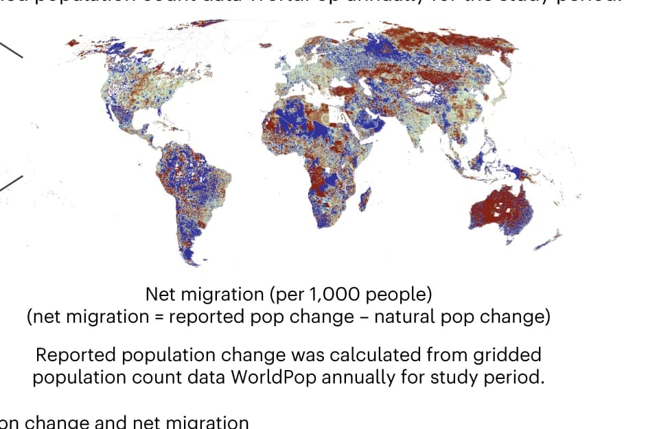 Open access visualization of Geo Map, Net Migration, Population Change, WorldPop