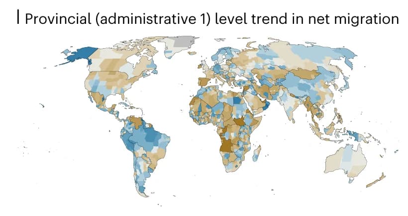 Open access visualization of Geo Map, Net Migration, Migration Trend, Provinces, Linear Regression
